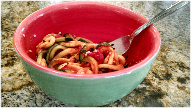Easy Spiralized Zucchini Pasta made with a 4 Blade Paderno Spiralizer from William Sonoma